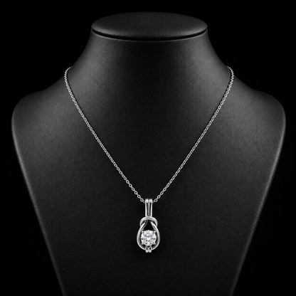 1.50 Ct Round Memory Diamond Infinity Knot Pendant Necklace in 14K White Gold Pet Cremation Memorial Jewelry Black Jack