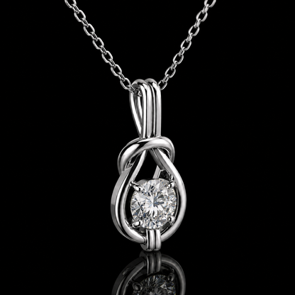 1.50 Ct Round Memory Diamond Infinity Knot Pendant Necklace in 14K White Gold Pet Cremation Memorial Jewelry Black Jack