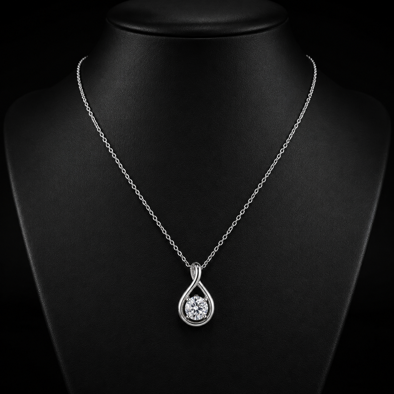 1.00 Ct Round Memory Diamond Infinity Drop Pendant Necklace in 14K White Gold Pet Cremation Memorial Jewelry Black Jack