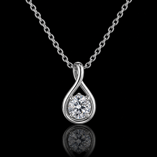 2.00 Ct Round Memory Diamond Infinity Drop Pendant Necklace in 14K White Gold Pet Cremation Memorial Jewelry Black Jack