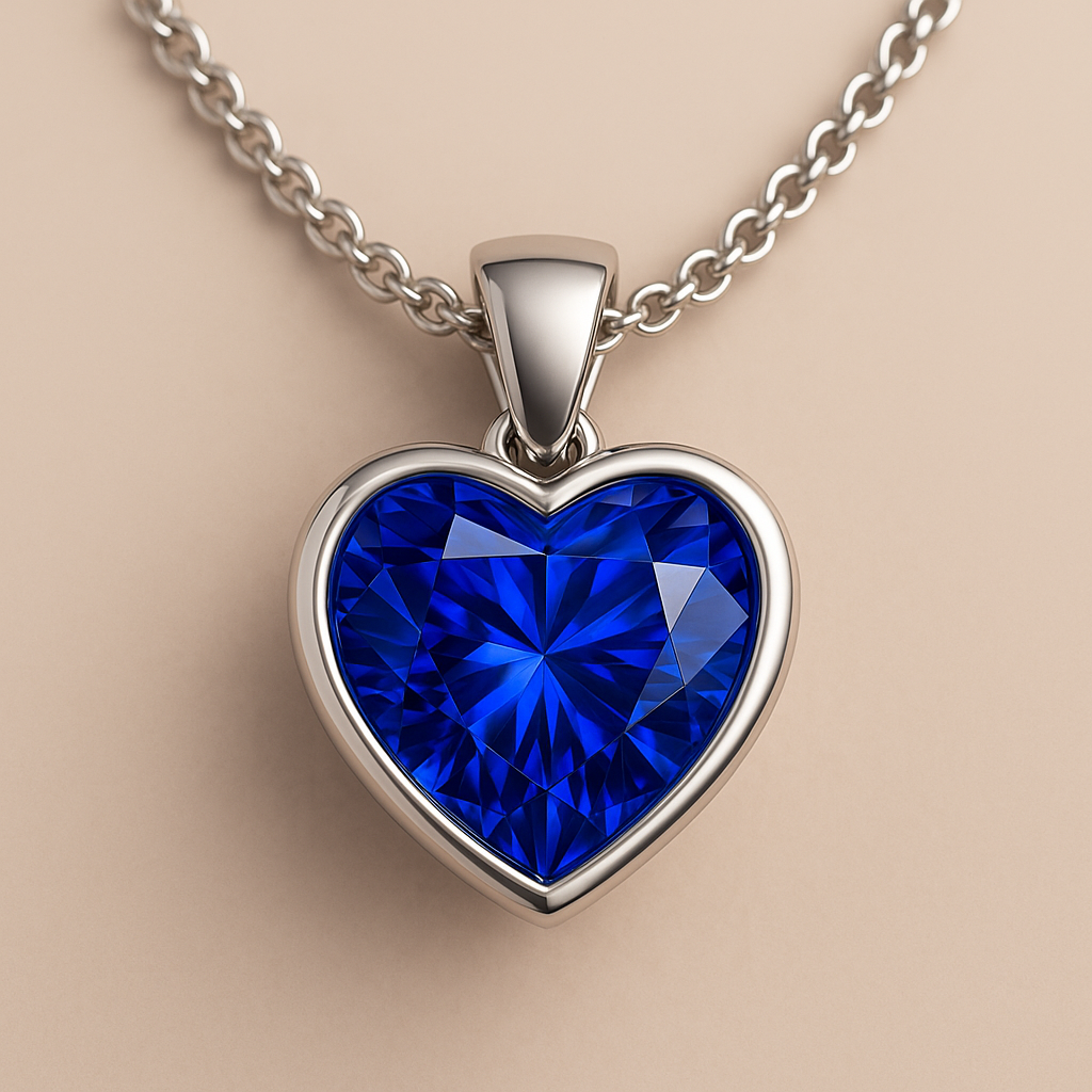 Royal Blue Heart Memory Sapphire Pendant – 5.00ct Lab-Grown from Human or Pet Ashes or Hair | Black Jack® Memory