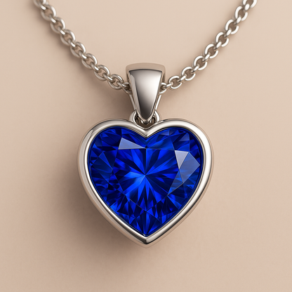 Royal Blue Heart Memory Sapphire Pendant – 5.00ct Lab-Grown from Human or Pet Ashes or Hair | Black Jack® Memory