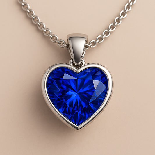 Royal Blue Heart Memory Sapphire Pendant – 5.00ct Lab-Grown from Human or Pet Ashes or Hair | Black Jack® Memory