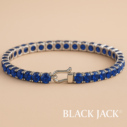 Royal Blue Sapphire Tennis Bracelet – 3.0mm Stones  8.50 CTW  White Gold & Silver  Luxury U-Lock Clasp