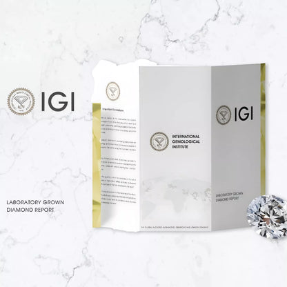 1.50 CT Round Lab Grown Diamond Engagement Ring  IGI Certified  14K White Gold Open Wave Design