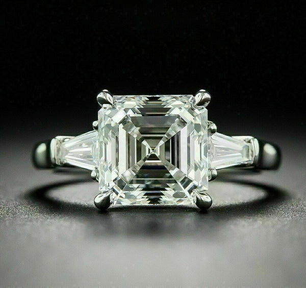 Asscher cut 3.00 Ct. Three Stone Moissanite Engagement Ring by Black Jack