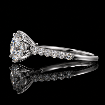 4.00 Ct Memorial Diamond Round Cut Side Stone Ring in 14K White Gold Black Jack
