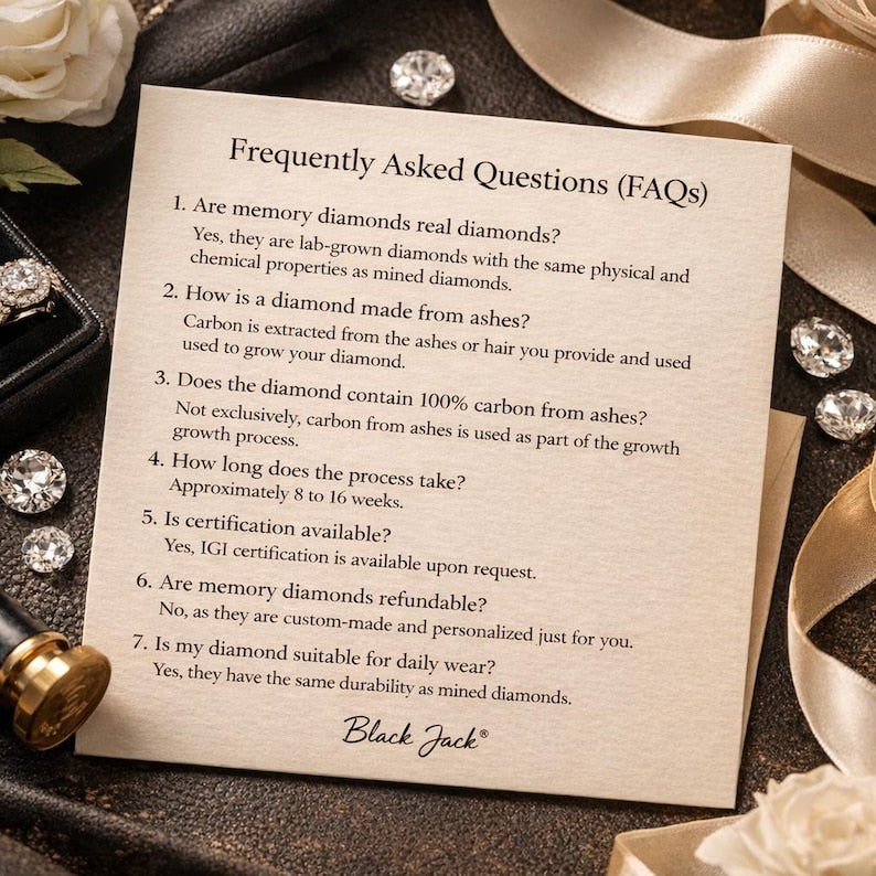 Heart Pink Ashes to Diamond – Remembrance Keepsake Diamond Stone Black Jack 💎