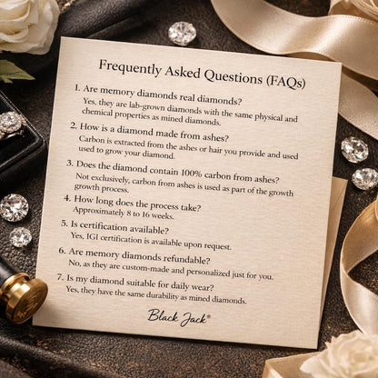 Heart Pink Ashes to Diamond – Remembrance Keepsake Diamond Stone Black Jack 💎