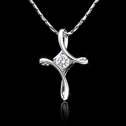 0.50 Ct Memory Diamond Princess Cut Flowing Infinity Pendant in 14K White Gold Black Jack