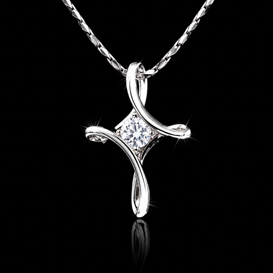 0.50 Ct Memory Diamond Princess Cut Flowing Infinity Pendant in 14K White Gold Black Jack