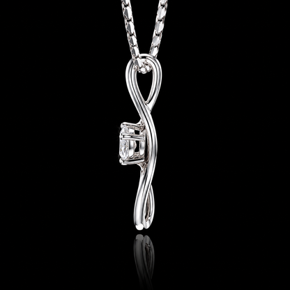 0.50 Ct Memory Diamond Princess Cut Flowing Infinity Pendant in 14K White Gold Black Jack