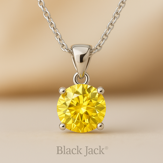 Yellow Memory Diamond Pendant from Ashes or Hair | Lab Grown 0.25–3.00 ct in White Gold