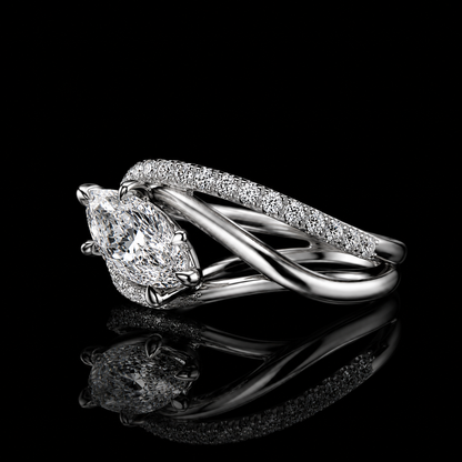 3.00 Ct Celebration of Life Jewelry Marquise Cut Intertwined Pavé Ring in 14K White Gold Black Jack