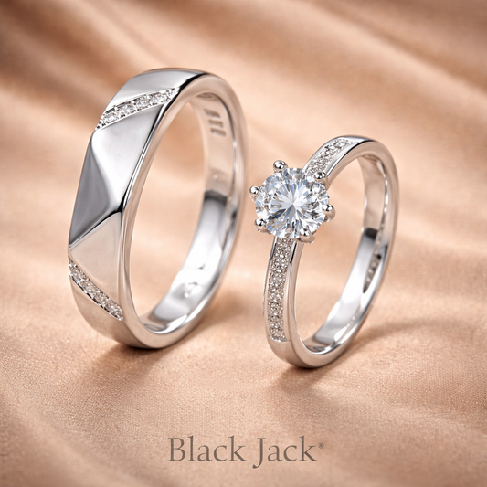 1.00 CT Round Lab Grown Diamond Couple Engagement Ring Set in 14K White Gold – IGI Certified