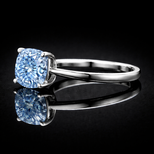 1.00 Carat Lab-Grown Diamond Solitaire Engagement Ring Cushion Cut in 14K White Gold