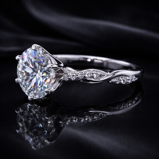 2.30 Carat Lab-Grown Diamond Twisted Infinity Pavé Engagement Ring – Round Brilliant in 14K White Gold