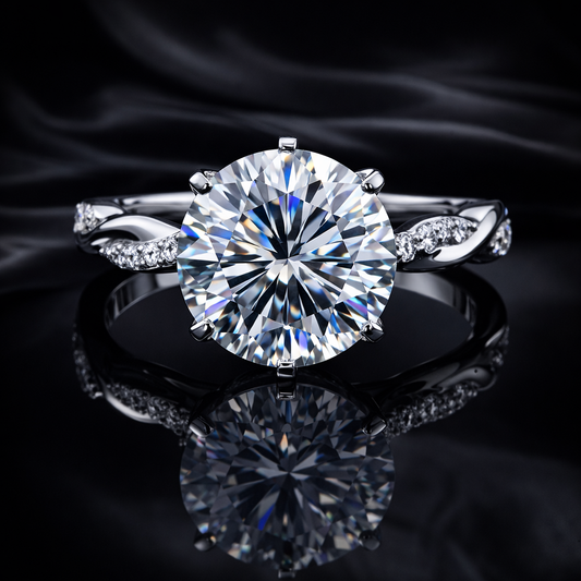 2.30 Carat Lab-Grown Diamond Twisted Infinity Pavé Engagement Ring – Round Brilliant in 14K White Gold