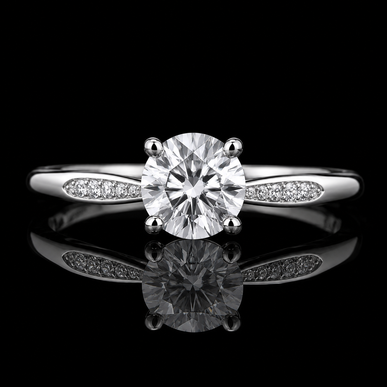 2.18 Ct Keepsake Jewelry Round Memory Diamond Solitaire Ring in 14K White Gold Pet Cremation Ring Black Jack