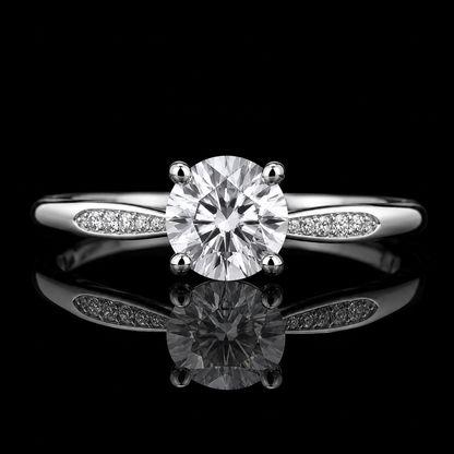 2.18 Ct Keepsake Jewelry Round Memory Diamond Solitaire Ring in 14K White Gold Pet Cremation Ring Black Jack