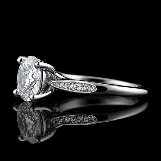 2.18 Ct Keepsake Jewelry Round Memory Diamond Solitaire Ring in 14K White Gold Pet Cremation Ring Black Jack