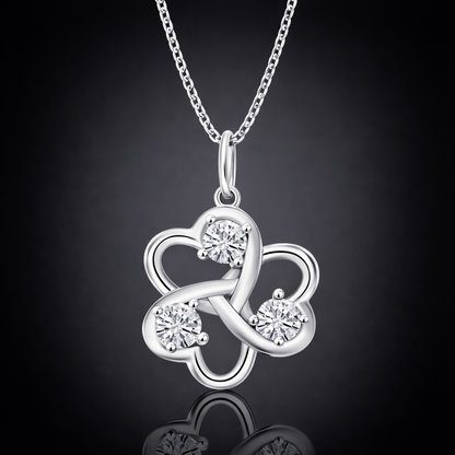 1.00 Ct Lab-Grown Diamond Triple Heart Knot Pendant in 925 Sterling Silver