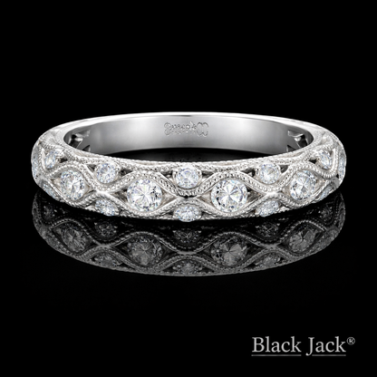 0.50 Carat Lab-Grown Diamond Women’s Wedding Band Vintage Wave Design in 14K White Gold