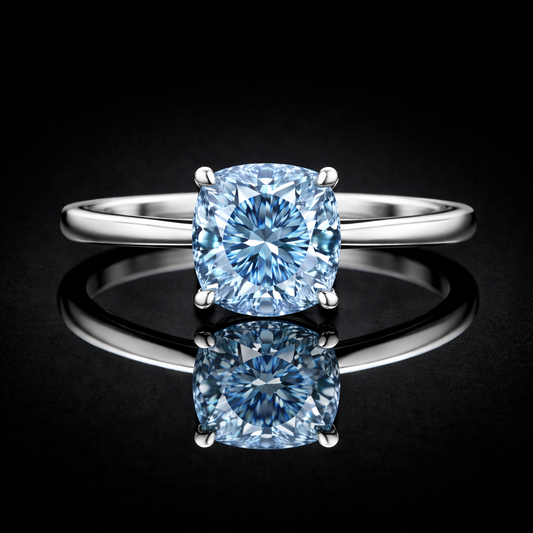 1.00 Carat Lab-Grown Diamond Solitaire Engagement Ring Cushion Cut in 14K White Gold
