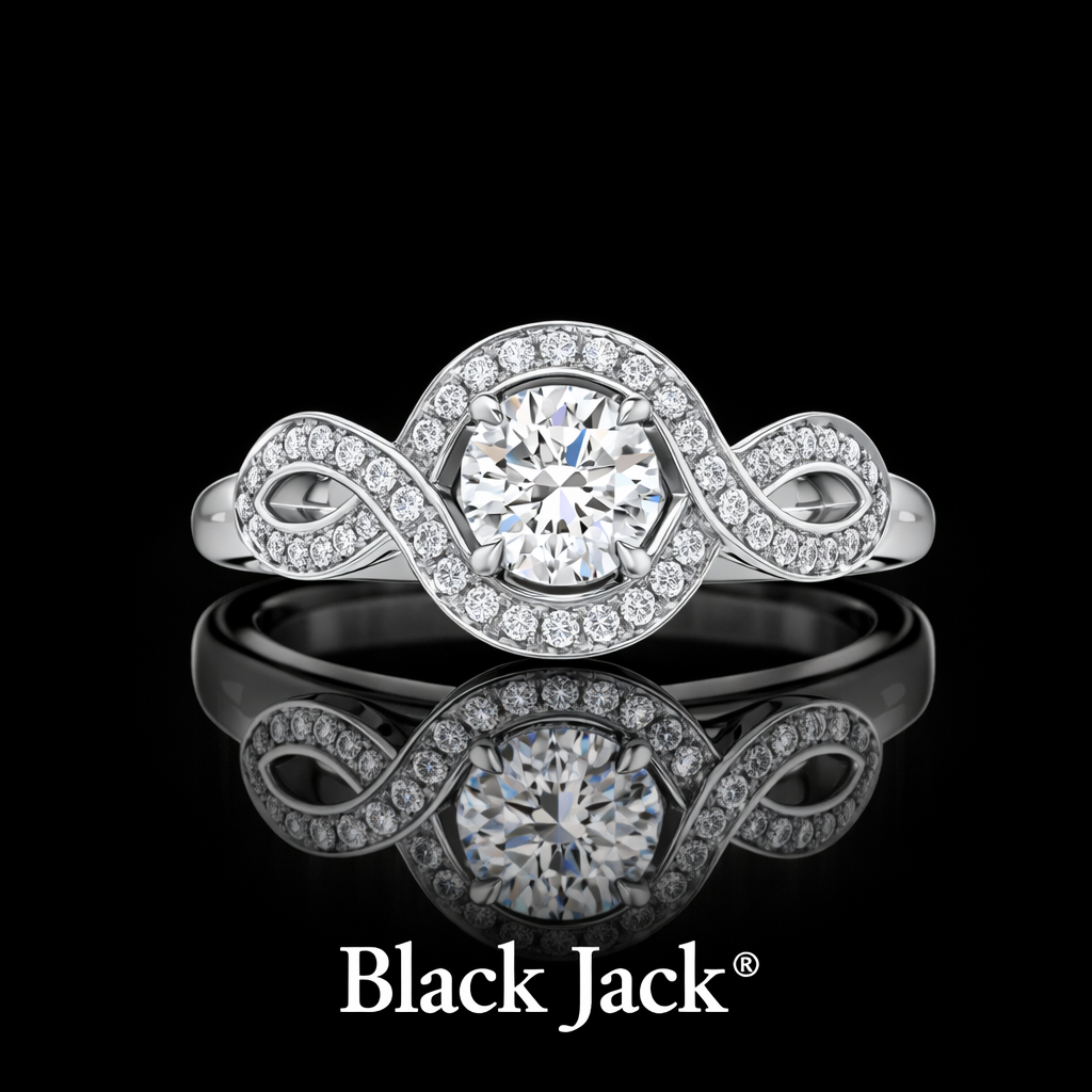 1.45 Carat Lab-Grown Diamond Infinity Halo Engagement Ring Round Cut in 14K White Gold