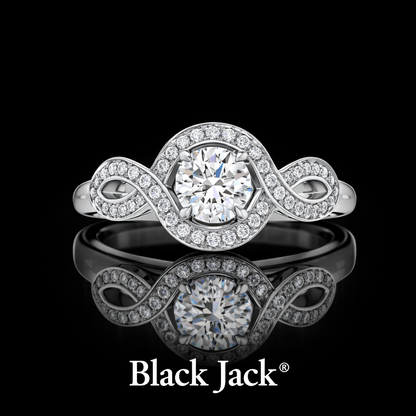 1.45 Carat Lab-Grown Diamond Infinity Halo Engagement Ring Round Cut in 14K White Gold