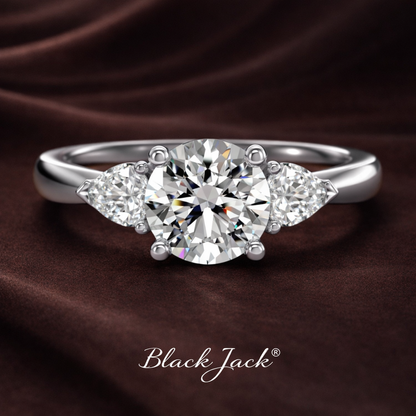 2.60 CT in 14K White Gold Three Stone Round Lab Grown Diamond Engagement Ring IGI Certified