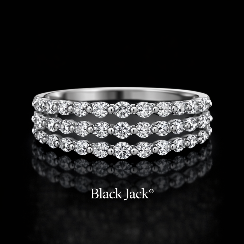 1.00 Carat Lab-Grown Diamond Women’s Wedding Band Triple Row Diamond Band in 14K White Gold