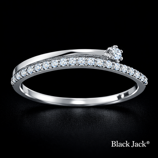 0.45 Ct Lab-Grown Diamond Curved Half Eternity Women Wedding Band in 925 Sterling Silver | Black Jack®