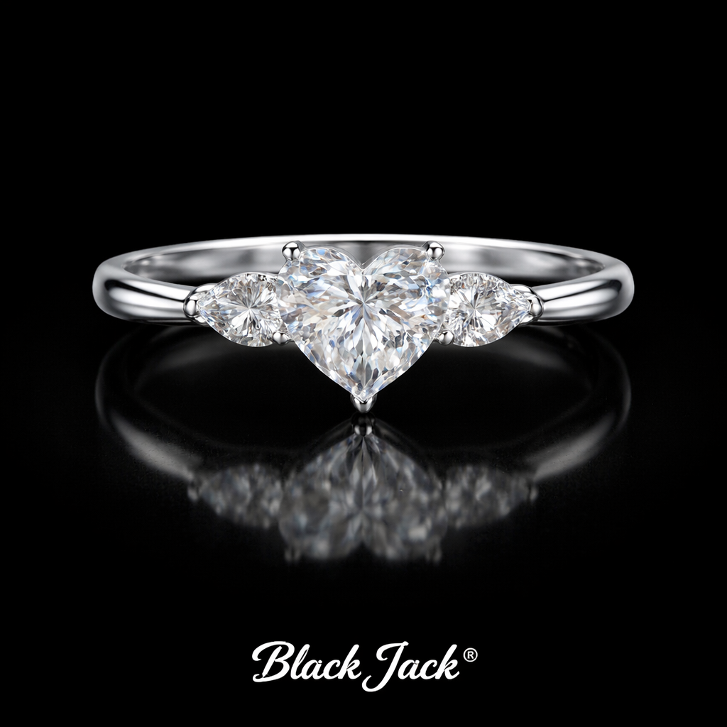 2.30 Carat Heart & Pear Cut Lab-Grown Diamond Three Stone Engagement Ring in 925 Sterling Silver