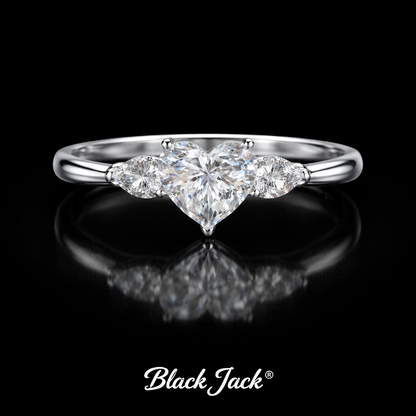 2.30 Carat Heart & Pear Cut Lab-Grown Diamond Three Stone Engagement Ring in 925 Sterling Silver
