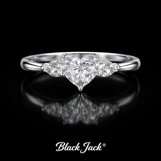 2.30 Carat Heart & Pear Cut Lab-Grown Diamond Three Stone Engagement Ring in 925 Sterling Silver