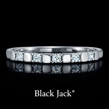 0.35 Carat Round Cut Lab-Grown Diamond Bar Set Wedding Band Ring in 925 Sterling Silver
