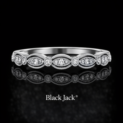 0.85 Carat Lab-Grown Diamond Wedding Band Marquise & Round Accent Design in 14K White Gold