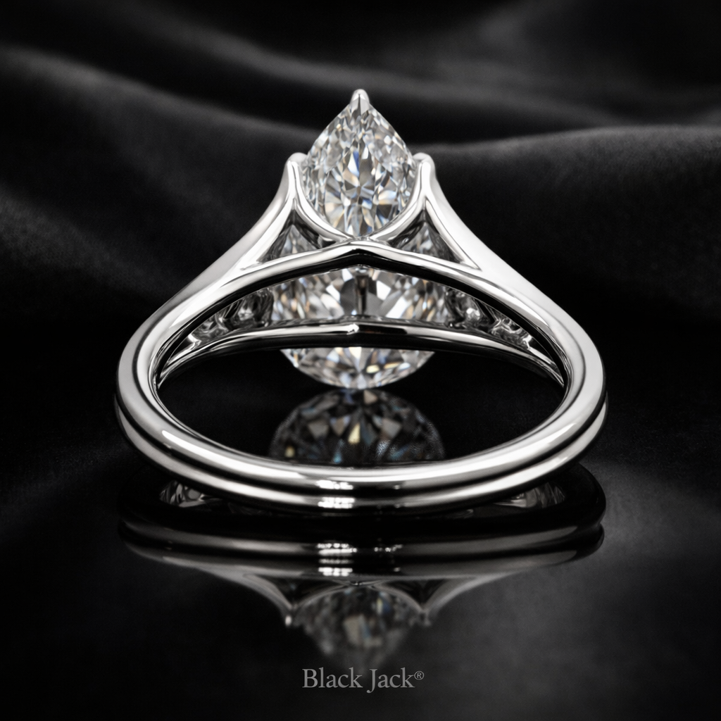 2.30 Carat Lab-Grown Diamond Three Stone Engagement Ring – Pear Cut in 14K White Gold
