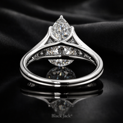 2.30 Carat Lab-Grown Diamond Three Stone Engagement Ring – Pear Cut in 14K White Gold