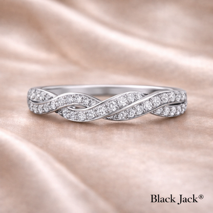 0.60 Ct Lab-Grown Diamond Women’s Wedding Band Twisted Pavé Design in 14K White Gold