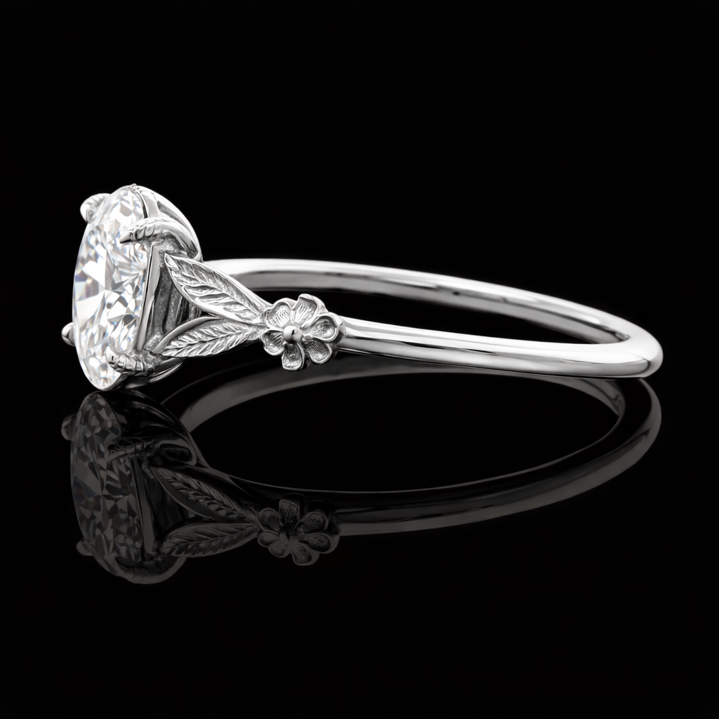 3.00 Carat Lab-Grown Diamond Solitaire Engagement Ring Oval Cut in 14K White Gold
