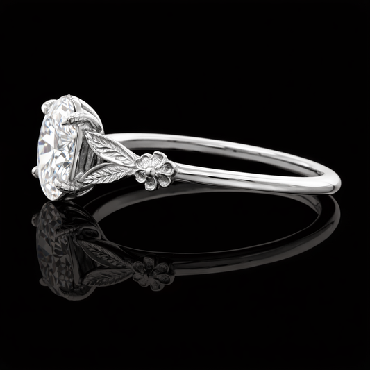 3.00 Carat Lab-Grown Diamond Solitaire Engagement Ring Oval Cut in 14K White Gold