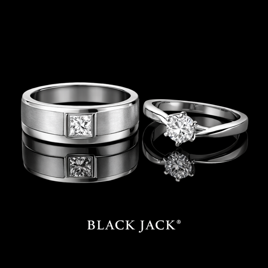 1.00 Ct Women’s Engagement Ring and 0.50 Ct Men’s Engagement Ring – Custom Memory Diamond Couple Rings – Lab-Grown Diamond from Personal Carbon in 14K Gold
