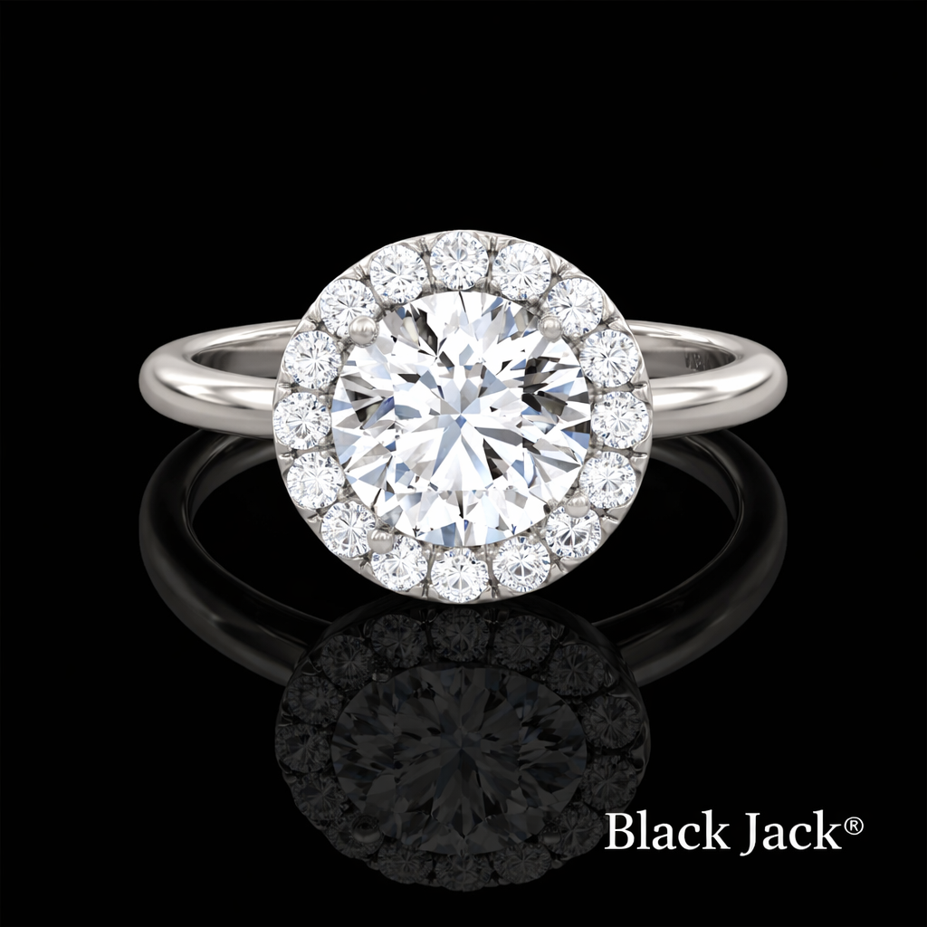 2.30 Carat Lab-Grown Diamond Engagement Ring Round Cut Halo Design in 14K White Gold