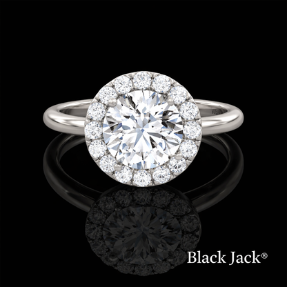 2.30 Carat Lab-Grown Diamond Engagement Ring Round Cut Halo Design in 14K White Gold