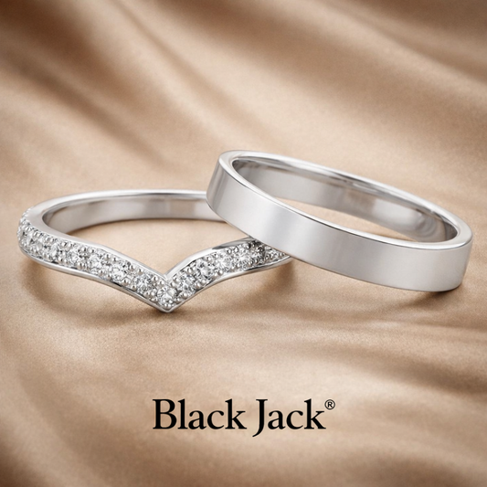 Lab Grown Diamond V-Shaped Couple Engagement Ring Set (0.25 CT TW) in 14K White Gold – IGI Certified