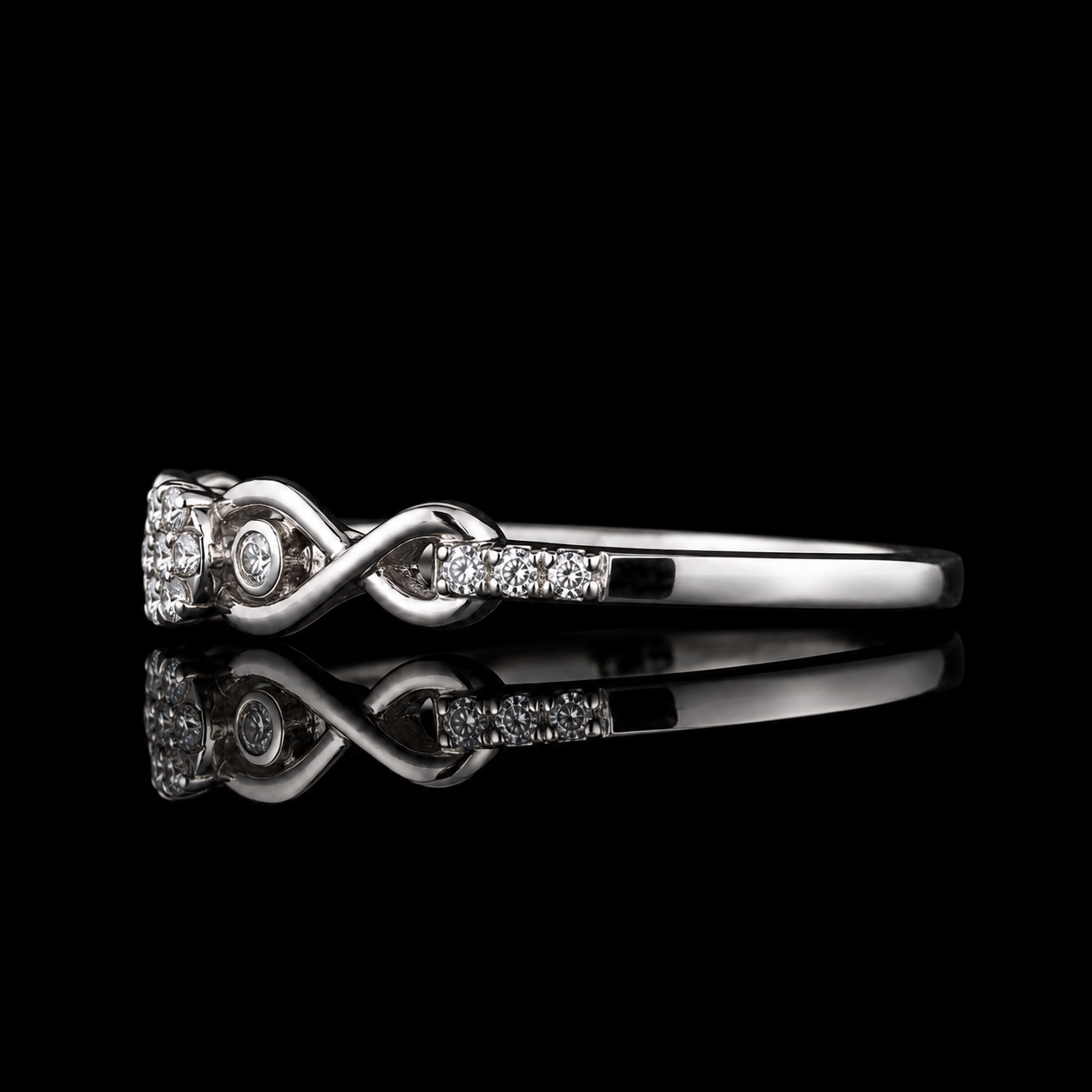 1.25 Ct Human & Pet Ashes Pear Memory Diamond Open Ring 14K White Gold Black Jack