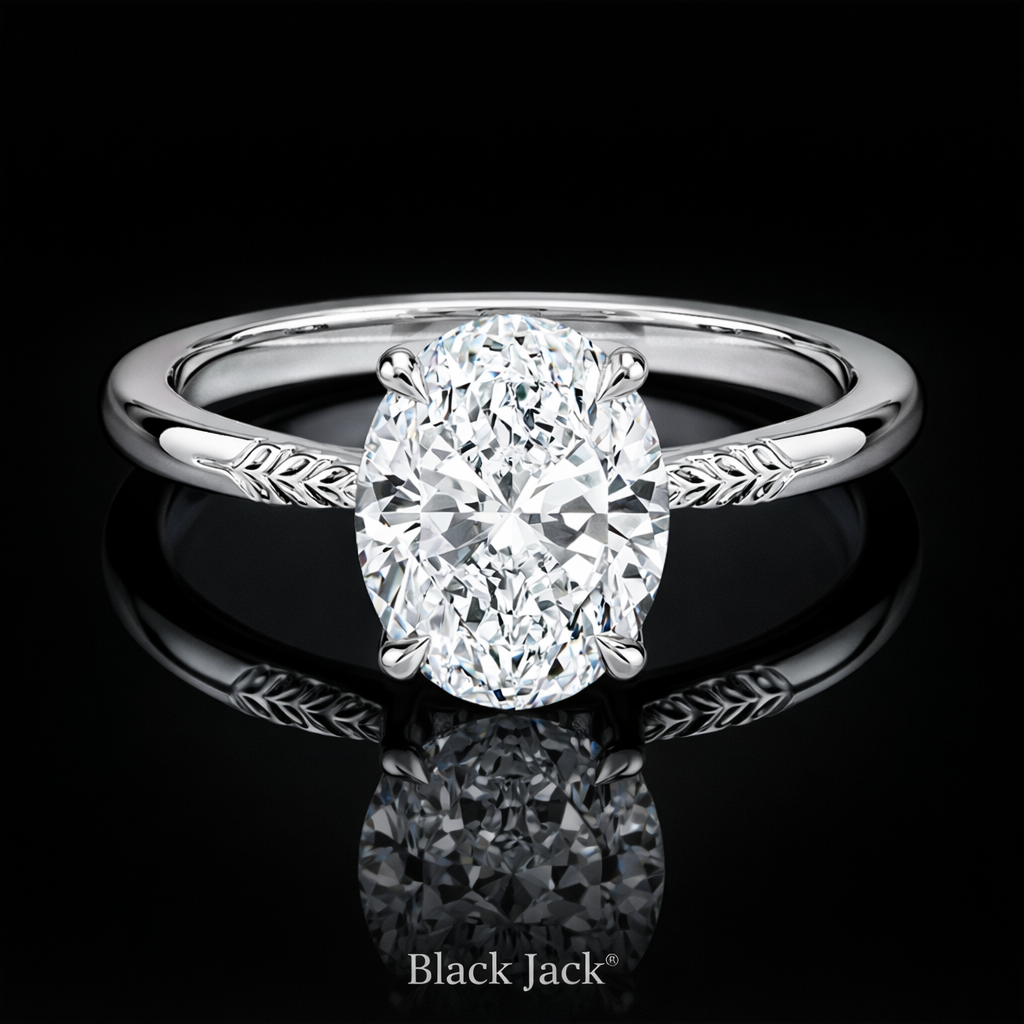 1.50 Carat Lab-Grown Diamond Solitaire Engagement Ring – Oval Cut in 14K White Gold