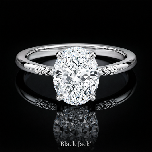 1.50 Carat Lab-Grown Diamond Solitaire Engagement Ring – Oval Cut in 14K White Gold